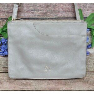 Radley London Taupe Crossbody Bag Small Leather Gold Hardware Purse Classic